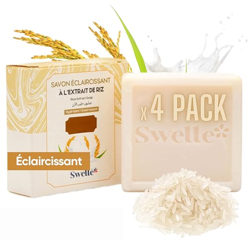SWELLE Saponi di riso, 100 g, sapone sbiancante per il viso, sapone da doccia, sapone da donna, gel doccia da uomo, gel doccia vegano naturale (1, 100 g (confezione da 4)