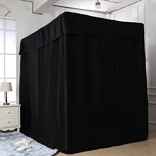 Obokidly Elegant Black 100% Lightproof 4 Corner Post Bed Curtain Bedroom Decoration For Adults Girls Boys Bed Canopies Child Gift (California King, One Solid Black-Bed Curtain) #TOP1