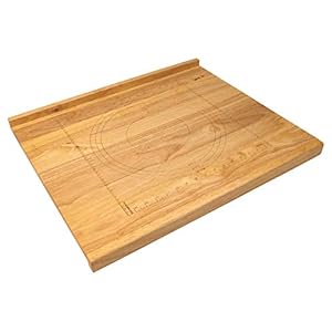 Reversible Wooden Pastry Board – 24″ x 20″ Pastry Board with Engraved Ruler and Pie Board Template, Features Front and Back Counter Lip