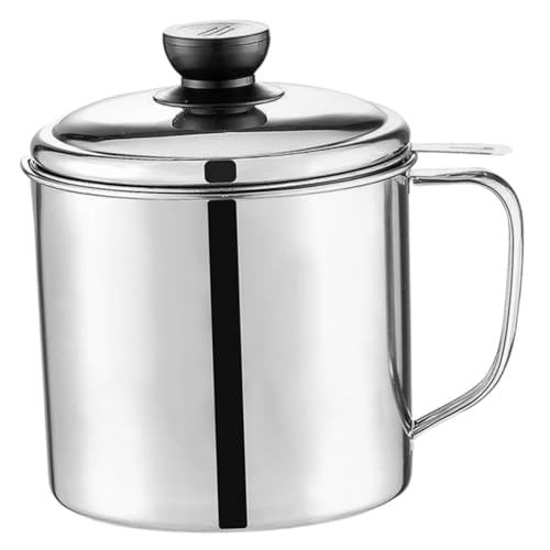 PartyKindom Filtro De Aceite Para Cocina Colador De Aceite Práctico Recipiente De Acero Inoxidable Con Tapa Olla Para Almacenar Casa
