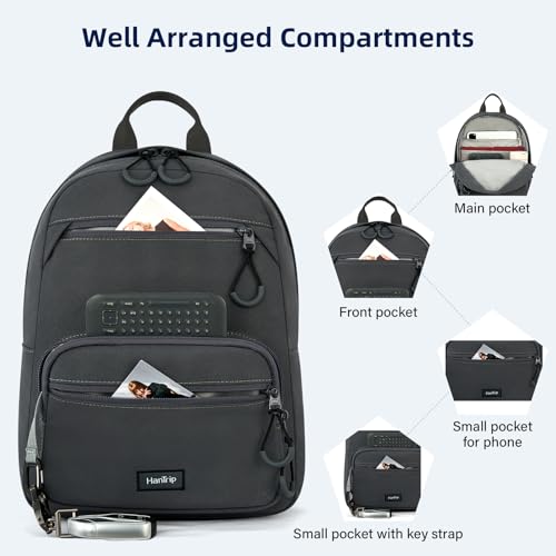 Carry On Travel Backpack For Men Women, 13 Inch Small Mini Work Bag Personal Item Backpacks, Camping Back Pack Lightweight Hiking Daypack For Office Nurse Commuter (Dark Gray)3