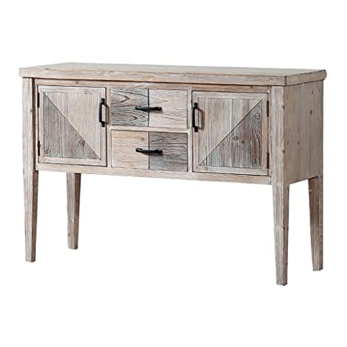 NIZAME Mesa Consola, Mesa Pasillo Industrial, Mesa de Madera Sólida Armario de Entrada Antiguo Armario Vintage para Sala de Estar, Recibidor, Oficina, Gris, 120x40x80cm