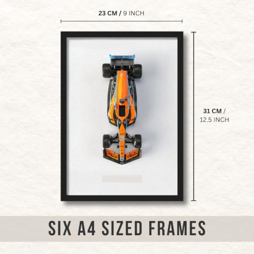 Image of ArtAction Formula One Cars Top View Set of 6 Wall Frame Posters | A4 Size Framed F1 Car Artwork for Living Room, Bedroom & Office | F1 Teams Gift Set
