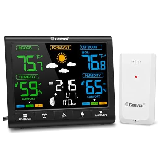 Geevon Weather Stations Wireless Indoor Outdoor Thermometer, HD Color Display Digital Temperature