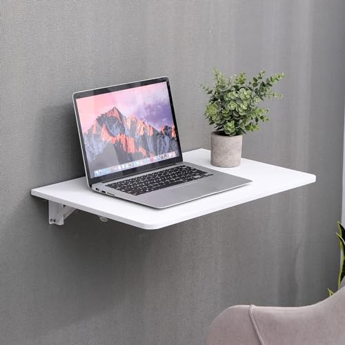 Bureau mural pliable avec supports robustes pour ordinateur portable