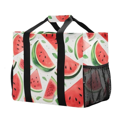 ALAZA Watercolor Watermelon Waterproof Beach Tote Bags2