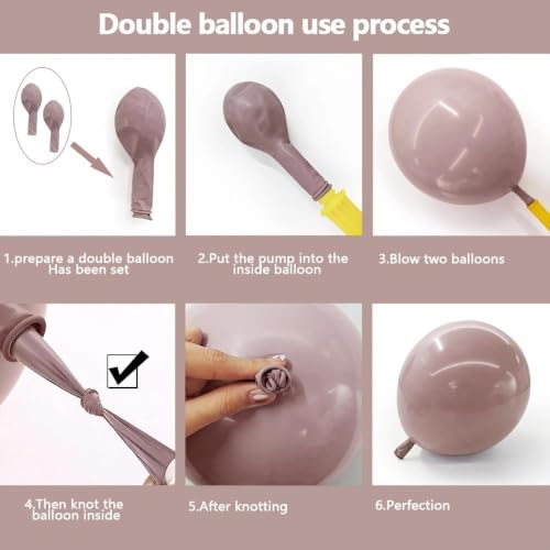 Image of Black Pink Balloon Arch Double Stuffed Dusty Rose Purple Brown Balloon