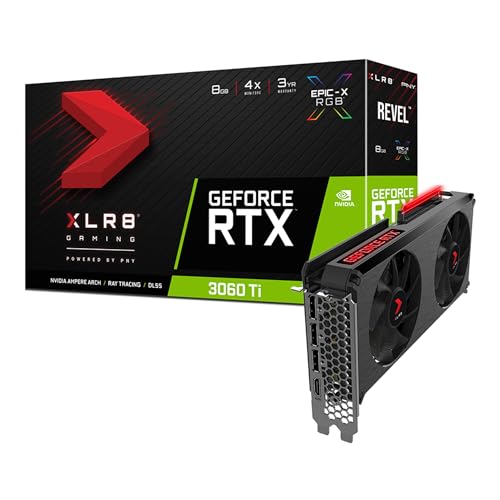 PNY Tarjeta Grafica GeForce RTX 3060 Ti 8GB Verto Dual Fan LHR, Negro