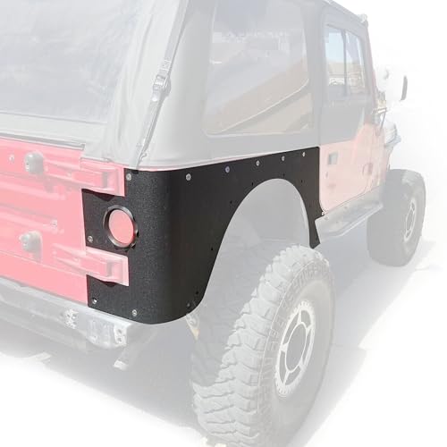 KUAFU Rear Corner Rocker Guards Compatible with 1997-2006 Jeep Wrangler TJ, Rear Body Armor Quarter Panels Tail Light Trim Covers Steel Textured Black 2Pcs
