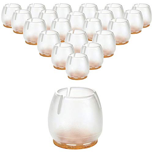 LimBridge Chair Leg Wood Floor Protectors, Chair Feet Glides Furniture Carpet Saver, Silicone Caps Tips with Felt Pads #3, Round Diameter 1