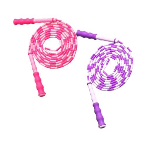 Mobestech 2個 花柄竹節跳び縄 から大人まで対応 エクサロープ 軽量滑り止めグリップ付き 自宅学校用フィットネス器具