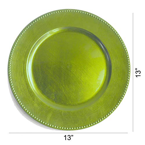 Tiger Chef Round Chargers For Dinner Plates - Charger Plates Lime Green Beaded - 13-Inch Wedding Charger Plates (48 Pack) #TOP3