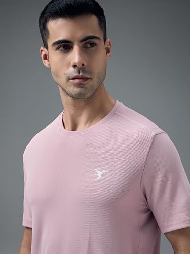 Image of TECHNOSPORT Men's Slim Fit Polyester Activewear Sports T-Shirt with Moisture-Wicking Comfort for Workout, Running & Gym