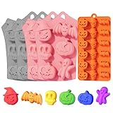 Halloween Silicone Molds with Pumpkin Ghost Bat and Skull Shapes,5Pack Halloween Chocolate Candy Cake pop Jello Ice Molds for Baking and Soap Candle Making