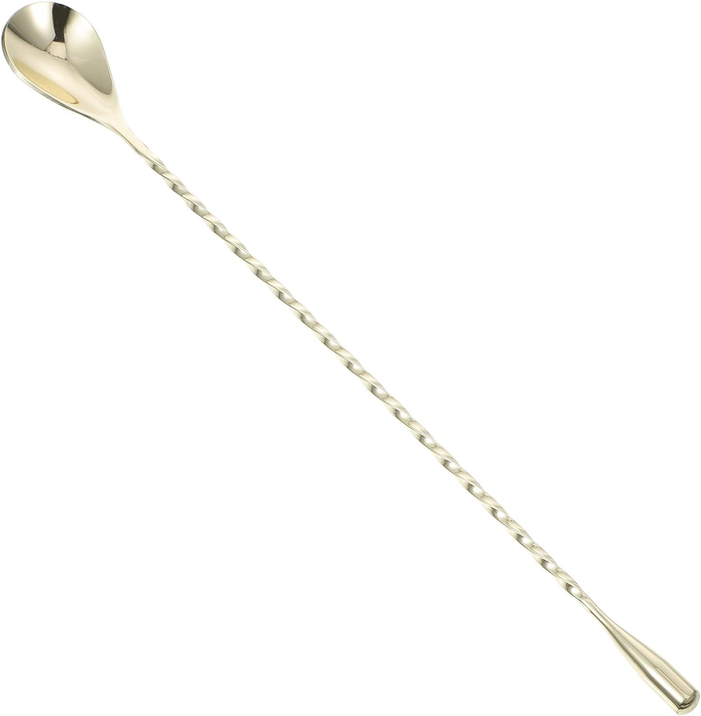 Stainless Steel Mixing Spoon with Spiral Design, 30cm Gold-plated Bar Stirrer for Cocktail and Coffee, Long Handle Swizzle Stick for Home Bar and Drink Mixing