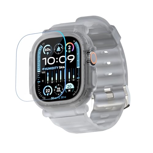 Image of Elkson Band Case for 49mm Apple Watch Ultra 3 /2 /1 with Screen Protector Tempered Glass, Quattro Pro Series Rugged Military Grade Durable Protective Bumper Cover, TPU Material, Translucent
