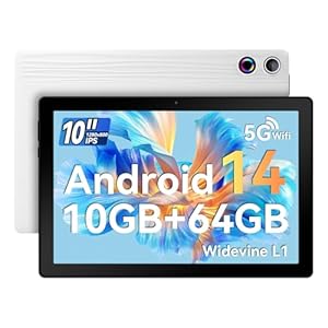 Ainmel 10 inch Tablet, Tablets Android 14 10GB RAM 64GB ROM,1TB TF Card Expand, 1280 * 800 Full HD Tablet with Octa-Core Processor, 5000mAh Battery, 8MP & 5MP Dual Camera Face ID (White, 10.1 inch)