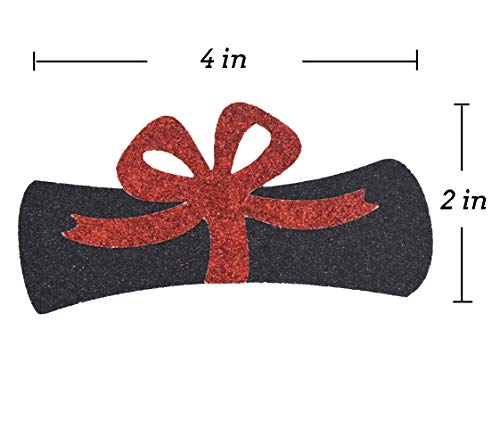 Image of Qttier 12pcs Diploma Confetti, 4 inches Black & Red Glitter | Congrats Grad Party Decorations Graduation Table Decor Class of 2026 High School College Grad Party Supplies