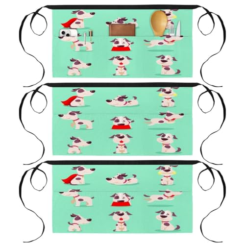 Tablier court de chef pour cuisine et pâtisserie lot de 3 demi-tabliers à poches