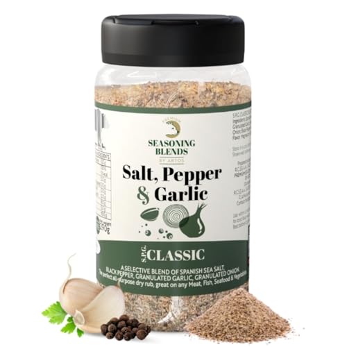 S.P.G. Classic (Salt-Pepper-Garlic) ByArtos-RUB Condimento/Sazonador multiuso-Natural Seasoning-Sin MSG-Sin alérgenos Sin GMO-Perfecto para tus platos-Huevos-pollo-ternera-cordero-mariscos y más