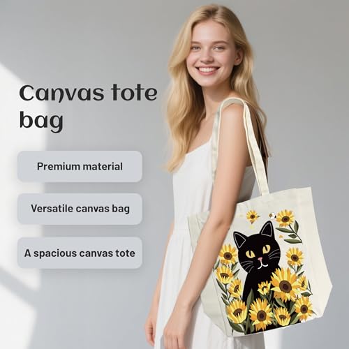 Bolso tote estético de lona SUNWISHA — bolso reutilizable espacioso para hombro, para mujeres, ideal para compras, trabajo, gimnasio y viajes miniatura 4