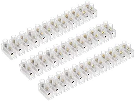 uxcell Terminal Strip Screw Terminal Barrier Block 20A 12 Position Dual Row Type H Wire Connector 3pcs