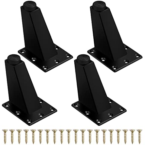 4Pcs Furniture Legs 75mm/2.9in Adjustable Chair Leg Heavy Duty Sofa Legs Replacement Metal Anti-slip Leveling Feet with Screws for Couch Dresser Coffee Table TV Cabine Shoebox Washbasin, Matte Black Cover