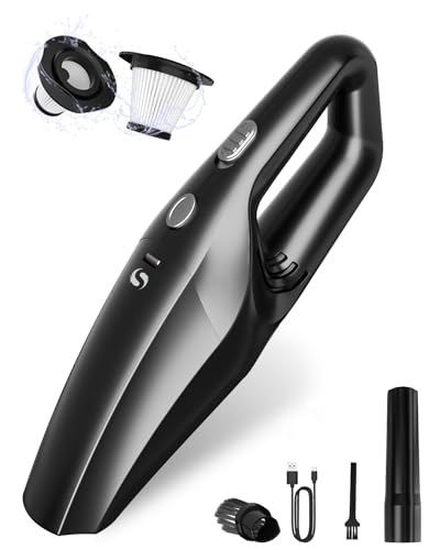 SERVOMASTER Handheld Vacuum Cleaner, Powerful Suction Car Vacuum Cleaner, Rechargeable Hand Held Vacuum Cordless with Washable HEPA Filter for Car, Home, Office, Pet Hair, Black