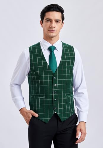 Image of Enlision Men's Suit Vest Business Formal Dress Waistcoat Solid Color Vest for Suit or Tuxedo