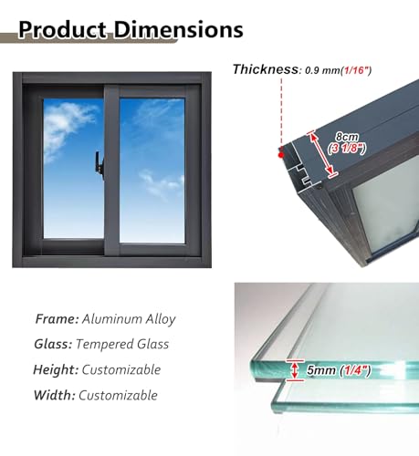 Ventana horizontal de aluminio con cristal templado instalada en cocina moderna 6