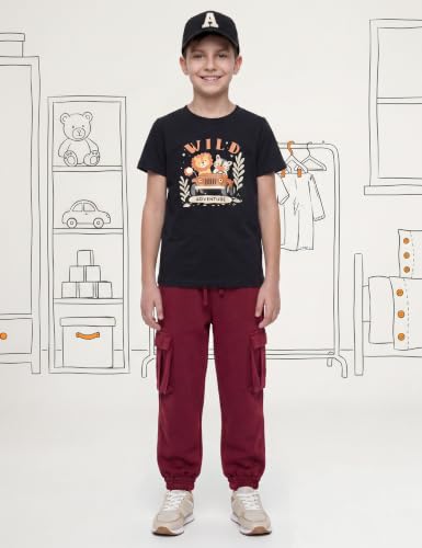 Image of Amazon Brand - Symbol Kids Boys Cotton Blend Solid Cargo Track Pant