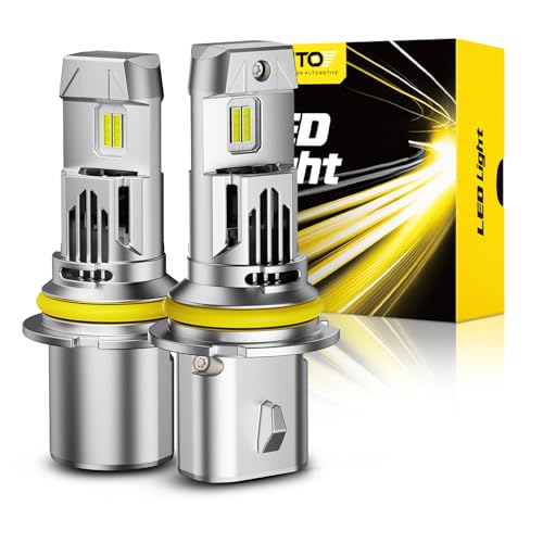 AUXITO 9007 Light Bulbs High/low Beam, 50000LM 900% Super Bright, 60000+ Hours Life Service, 6500K Cool White, 1:1 Mini Size Wireless HB5 Halogen Replacement, Plug & Play, Pack of 2