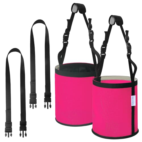 OAHELAKE Horse Feed Bag 2 PCs Breathable Mesh Feed Bags for Horses Muzzle Feedbag for Feeding Grain Anti-Spill Design Feeder Soft Neck Pad Nose Pad Universal Fit (2-Magenta)