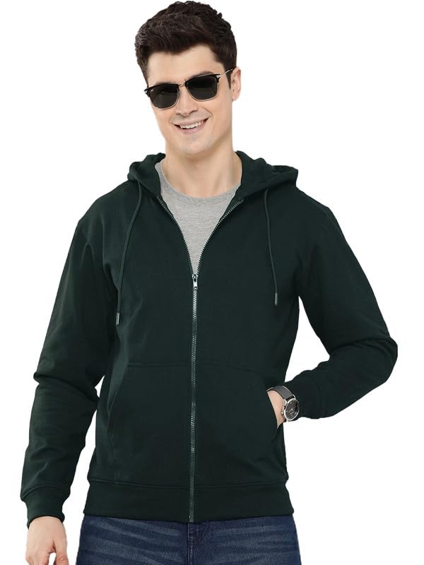 Image of LAZYCHUNKS Regular Fit Men's Solid Fleece Hoodie | Warm Hooded Sweatshirt for Men with Pocket | Casual Winter Wear | Full Sleeve Comfortable Hoodie
