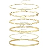 6 PCS Gold Bracelets for Womens Set, Stackable Gold Bangles Dainty Ladies Bracelets Golden Bangles, Womens Bracelet Suitable for Daily Life Parties Birthday Gift Giving