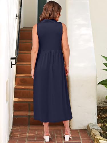 Image of ANRABESS Womens Casual Dress Summer Sleeveless V Neck Sundress Aline Flowy Beach Maxi Dresses Travel 2026 Vacation Outfits
