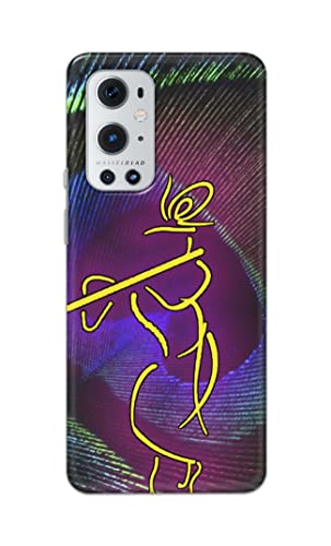 Image of PRINTFIDAA Lord Krishna On Peacock Feather Hard Back Cover for OnePlus 9 Pro Back Cover -(P6) KAT1007