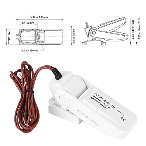 Qiilu Bilge Pump Float Switch, Automatic Boat Bilge Pump Float Switch Ignition Protected for Electric Water Pumps - Image 3