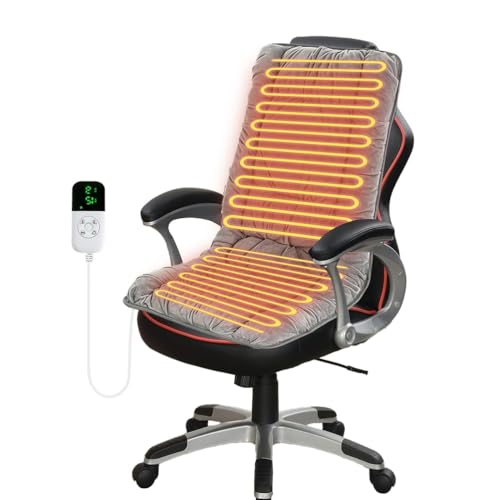 AVSMGP Heated Seat Cushion with 8 Heat & 12 Timer Settings, Universal Electric Chair Pad with Overheat Protection, Non-Slip Heating Pad for Office, Gaming Chair & Wheelchair,Gray