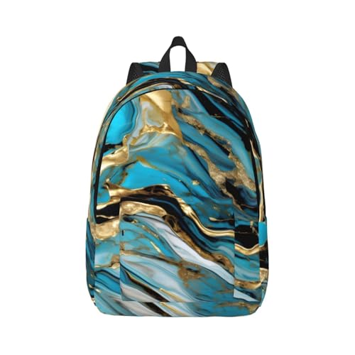 Mochila al aire libre de mármol azul para adultos, la solución a tus viajes y rutas