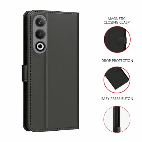 Image of AIBEX Shock Proof Flip Compatible for OnePlus Nord CE 4 5G Flip Cover Leather Finish | Inside TPU with Card Pockets | Wallet Stand | Complete Protection Flip Case- Black