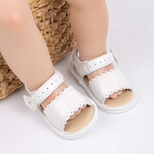 Image of HsdsBebe Baby Girls Sandals Bohemia Flower Bow Soft Sole Toddler First Walkers Beach Summer Shoes
