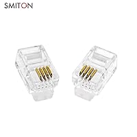 Vista 2 de 100Pack Transparente Color RJ9 Cable Plug 4P4C Conector