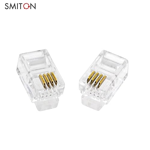 Miniatura 2 de 100Pack Transparente Color RJ9 Cable Plug 4P4C Conector