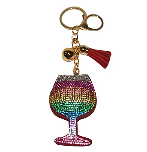 Popfizzy Wineglass Keychain For Women, Bling Wine Purse Charm, Wine Glass Backpack Keyring, Fun Gift For Wine Drinkers #TOP30