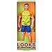 Barbie Looks Ken Doll with Brown Hair Dressed in Orange and Yellow Tee with Blue Shorts, Posable Made to Move Body