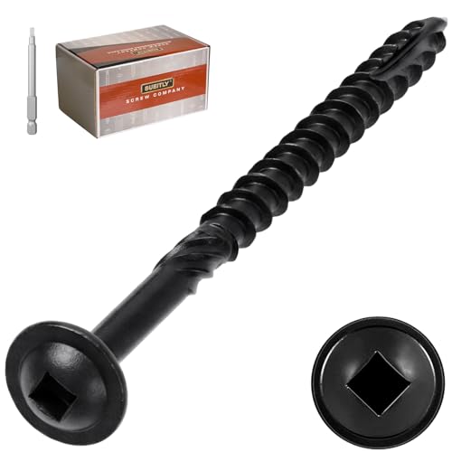 Tornillos para bolsillo #10 x 3, 300 piezas, cabeza cuadrada negra, tornillos de madera de alta resistencia para construcción