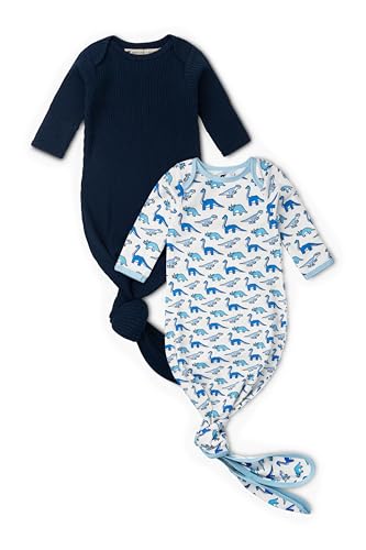 MONICA + ANDY Baby Organic Knot It Gown, Blue, Newborn