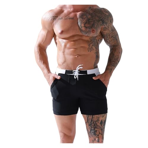 Men Stretch Swim Trunks Quick Dry Swimwear Swimsuits Beach Shorts with Pockets Surf Bathing Suit Water Sports Pants for Men - Main Image