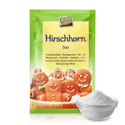 NEOVITA Hirschhornsalz zum Backen Traditionelles Backtriebmittel für Lebkuchen Printen & Weihnachtsgebäck | ideal als Weihnachtsgewürz für Weihnachten | 3x 20 g